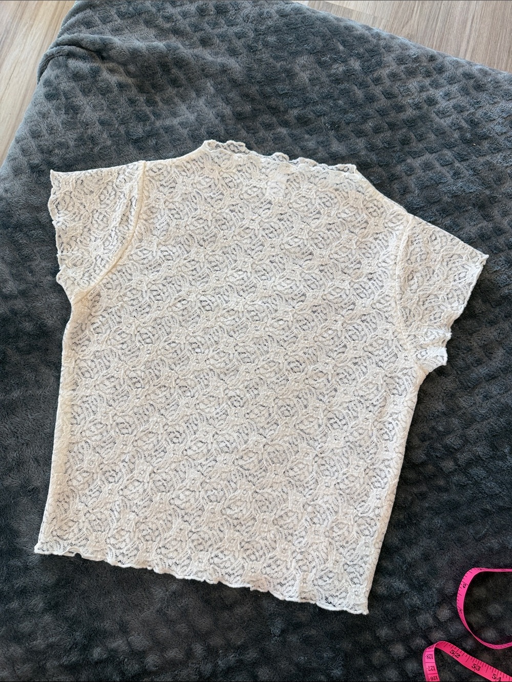 Delicate Lace Short-Sleeve Top in Cream